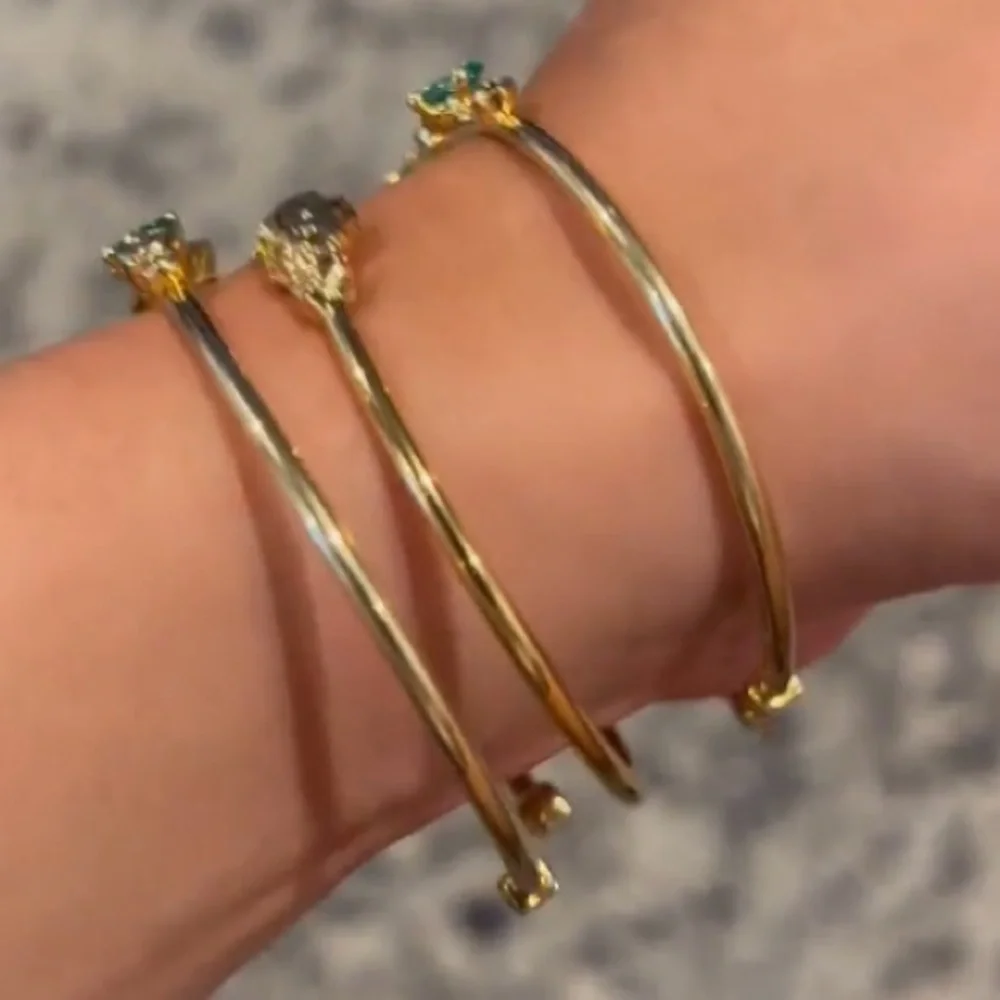 ALEXIS BITTAR Set of 3 Asterales Gold Green Blue Nanogem Crystal Cuff Bracelets